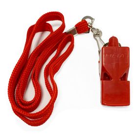 Whistle plastic classic with lanyard Red